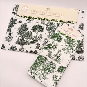 Envogue Lucky Collection Patricks Day Frog Woodland Placemats Kitchen Towels Set